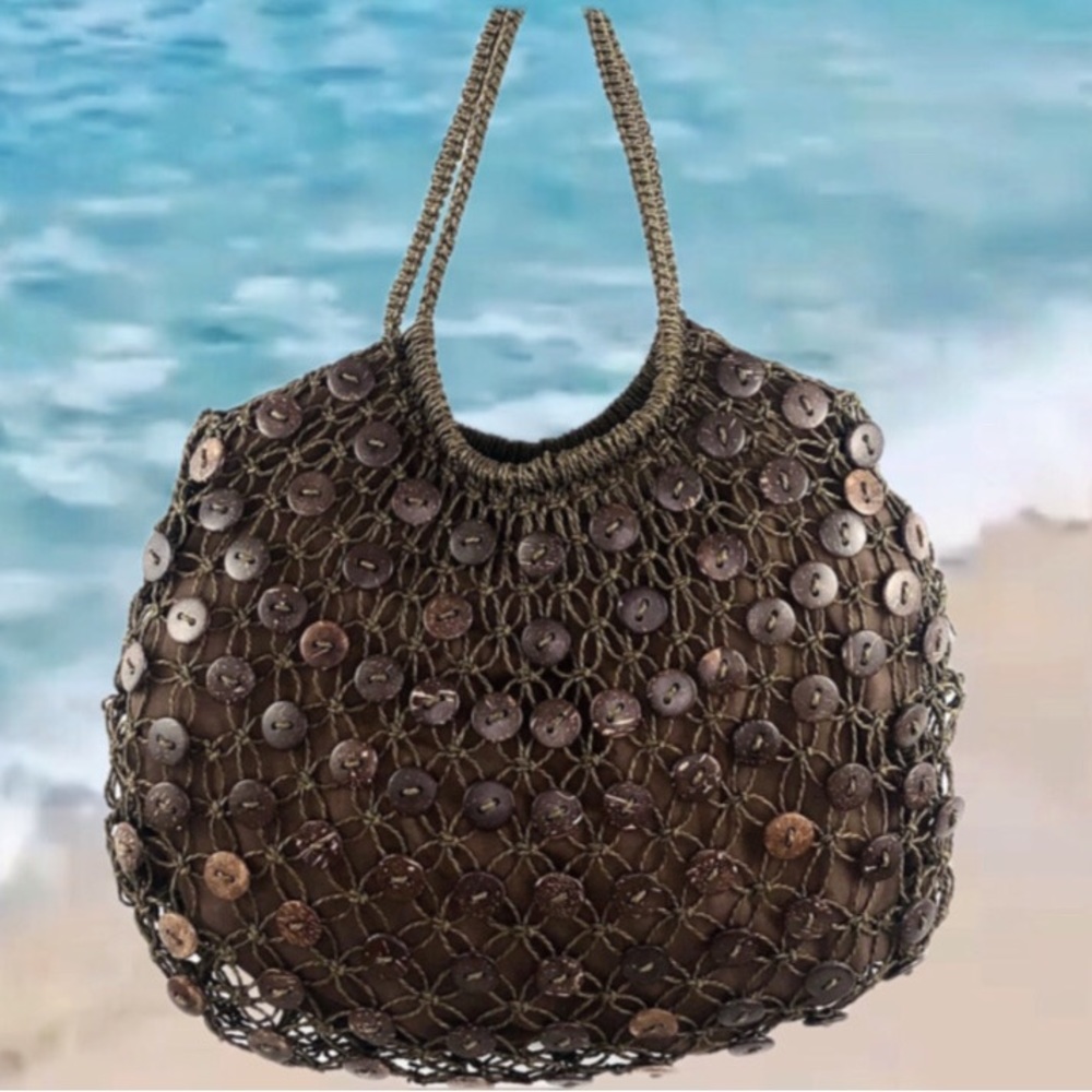 Cappelli Straworld Brown Lg Fishnet ButtonHobo Bag